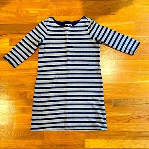 Super cute navy striped petite sweater dress!